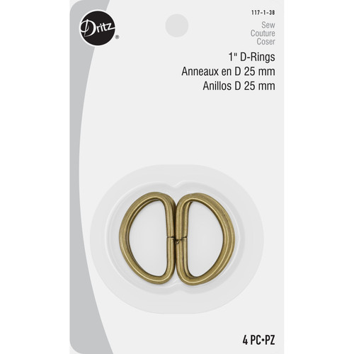 D RINGS METAL 1" 4CT ANT BRASS PK OF 3 EA