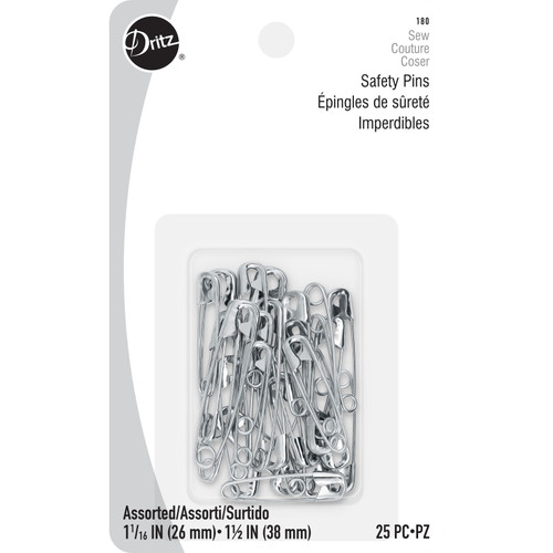 SAFETY PIN STL SZ 1-2 25CT NICKEL PK OF 6 EA