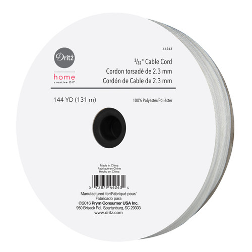 CORD CABLE 3/32" WHITE 144 YD ROLL