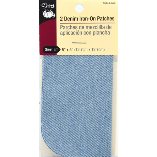 IRON ON PATCH 5"X5"2CT S B DEN PK OF 6 EA