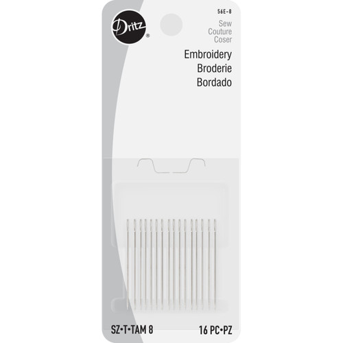 NEEDLE EMBROIDERY SZ 8 16CT PK OF 6 EA