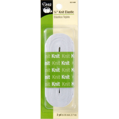 KNIT ELASTIC .25"X 3YD WHITE PK OF 4 EA