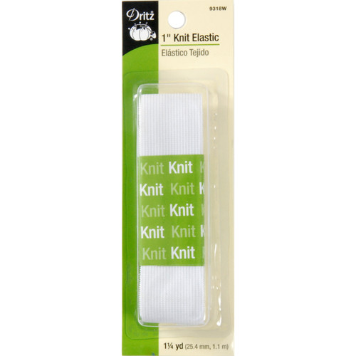 KNIT ELASTIC 1"X 1.25YD WHITE PK OF 4 EA
