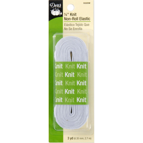 KNIT NO ROLL ELASTIC .25"X 3YD PK OF 4 EA