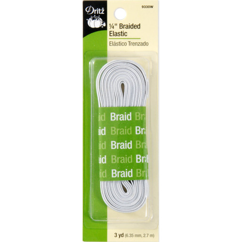 BRAID ELASTIC .25"X 3YD WHITE PK OF 4 EA
