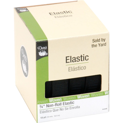 NO ROLL ELASTIC .75"X 18YD BLK