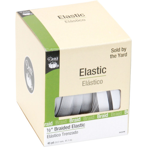BRAID ELASTIC .5"X 45YD WHITE