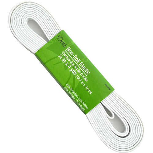 NO ROLL ELASTIC .5"x 4y WHT HANK - PK OF 6 EA