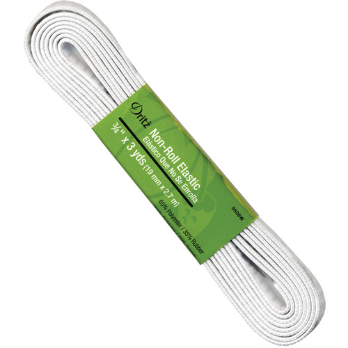 NO ROLL ELASTIC .75"x 3y WHT HANK - PK OF 6 EA