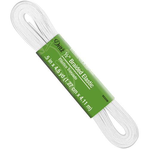 BRAID ELASTIC .5"x 4.5y WHT HANK - PK OF 6 EA