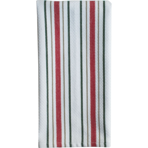 TEA TOWEL CHRISTMAS STR RED GRN TAUPE PK OF 6 EA