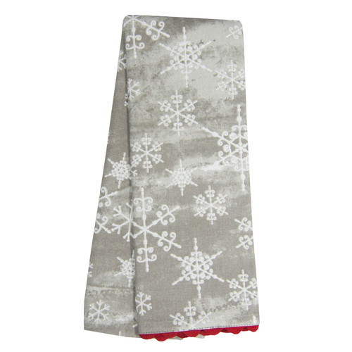 TEA TOWEL WHT GRY SFLAKE RED RICK RACK PK OF 6 EA