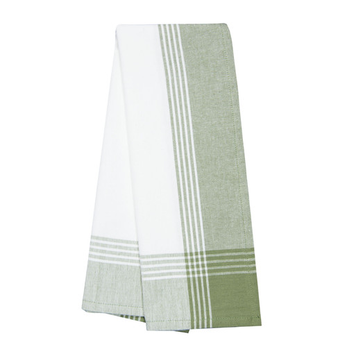 TEA TOWEL STR BORD SAGE WH PK OF 6 EA