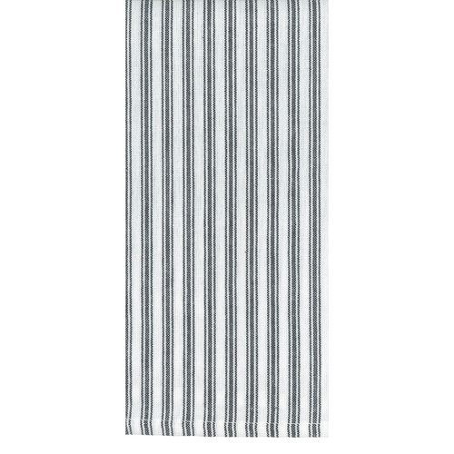 TEA TOWEL TICK STRIPE BLK WHT PK OF 6 EA