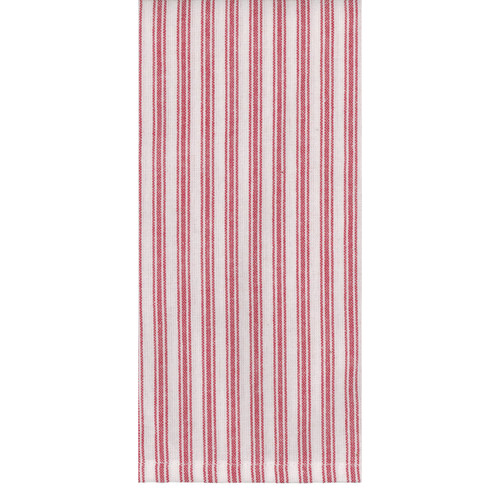 TEA TOWEL TICK STRIPE RED WHT PK OF 6 EA