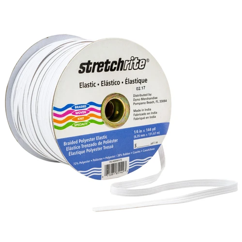 BRAID ELASTIC .25"x 144yd WHT