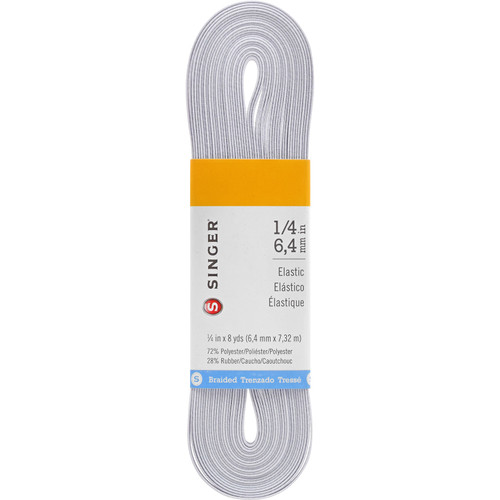 BRAID ELASTIC HANK .25"x8y WHT PK OF 6 EA