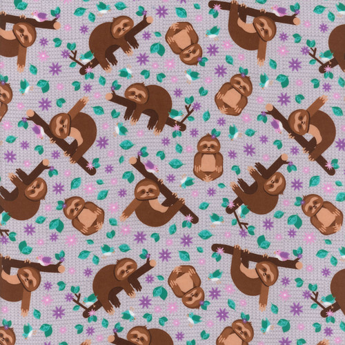 FLANNEL PRINTS SLEEPY SLOTH GREY