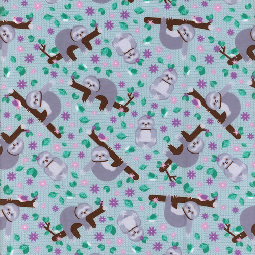 FLANNEL PRINTS SLEEPY SLOTH MOSS