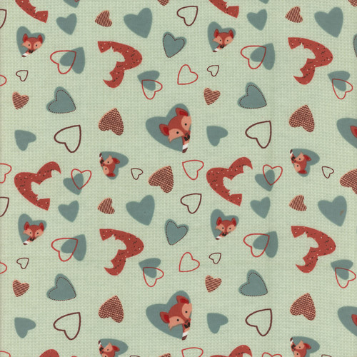 FLANNEL PRINTS FOX HEART SAGE