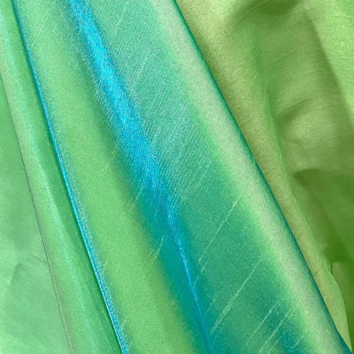SHIMMER SHANTUNG SOL 68 TURQUOISE/LIME 55"