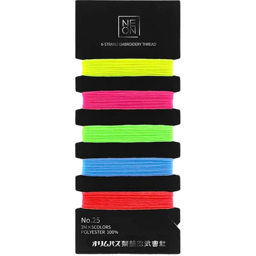 EMBROID FLOSS NEON SET 1 VIVID 5 COLORS -16.4y TOTAL