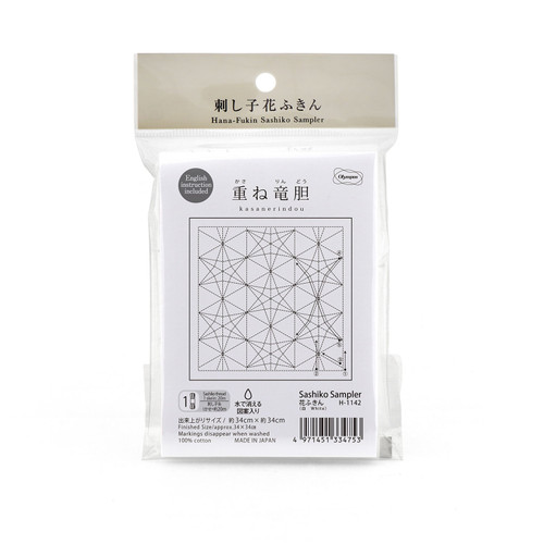 SASHIKO SAMP KASANE-RINDOU WHITE PK OF 3 EA