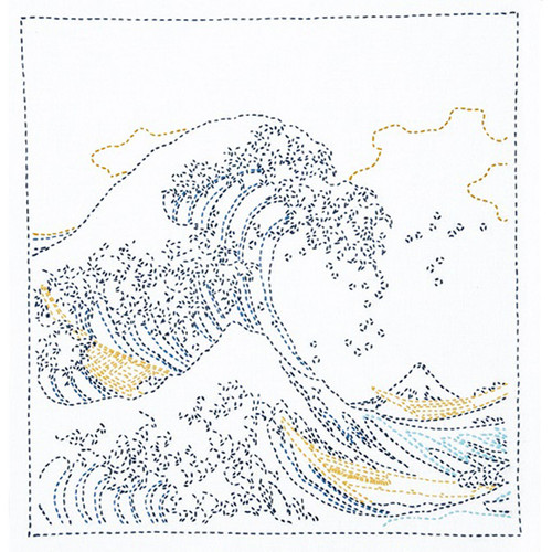 SASHIKO KIT GREAT WAVES WHITE