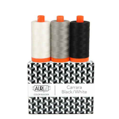 THREAD ASST CARRARA BLK/WHT 50wt (3 SPOOLS - 1422yds EA)