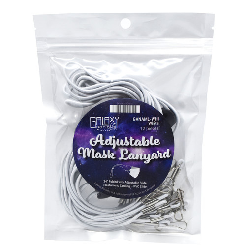 ADJ MASK LANYARD 24" 12ct WHI