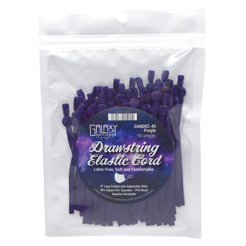 DRAW ELASTIC CORD 50ct PURPLE 8" ADJUSTABLE