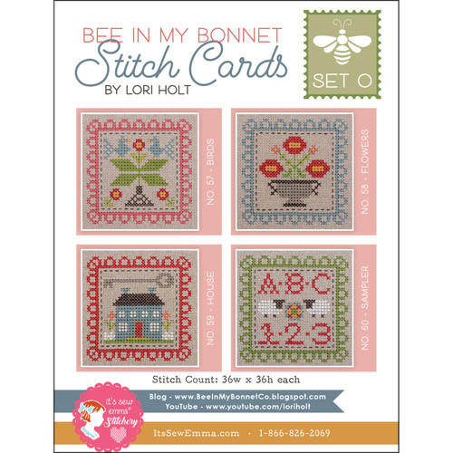 STITCH CARD set O BEE IN MY BONNET 4ct CROSS STITCH