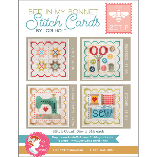 STITCH CARD set P BEE IN MY BONNET 4ct CROSS STITCH