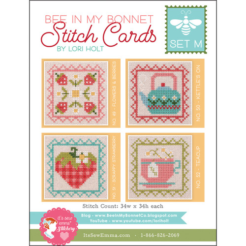 STITCH CARD set M BEE IN MY BONNET 4ct CROSS STITCH