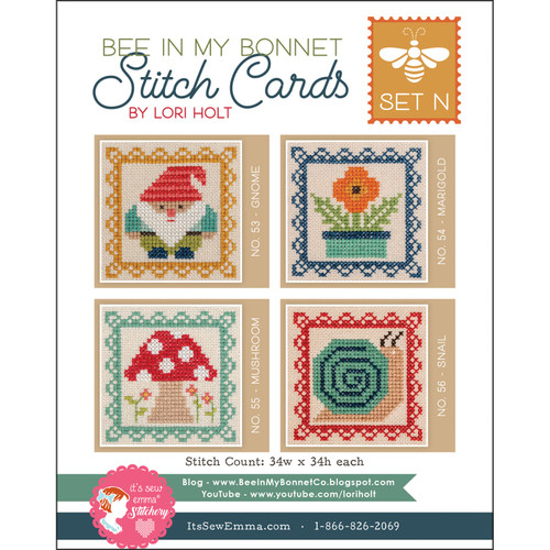 STITCH CARD set N BEE IN MY BONNET 4ct CROSS STITCH