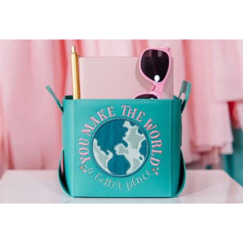 BLANK STORAGE TOTE LEATHER TURQUOISE