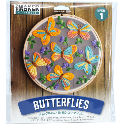 EMBROID KIT BUTTERFLIES 6" HOOP