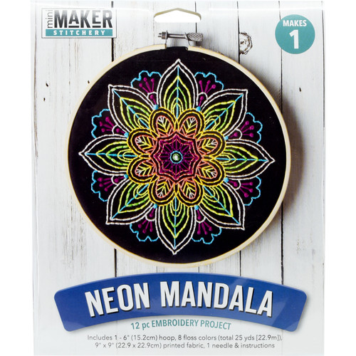 EMBROID KIT NEON MANDALA 6" HOOP