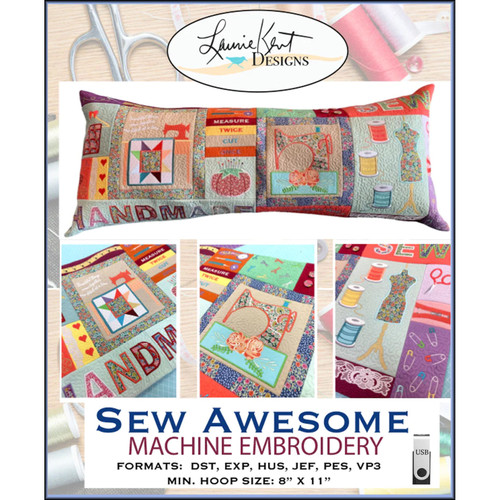 EMBROID USB SEW AWESOME BENCH PILLOW
