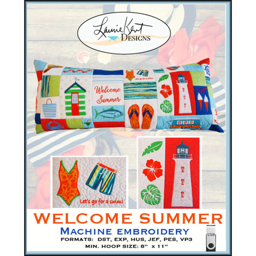 EMBROID USB WELCOME SUMMER BENCH PILLOW
