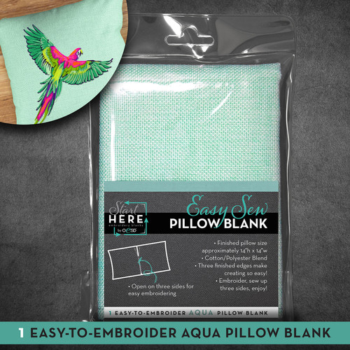 PILLOW EMBROID BLANK AQUA EASY SEW