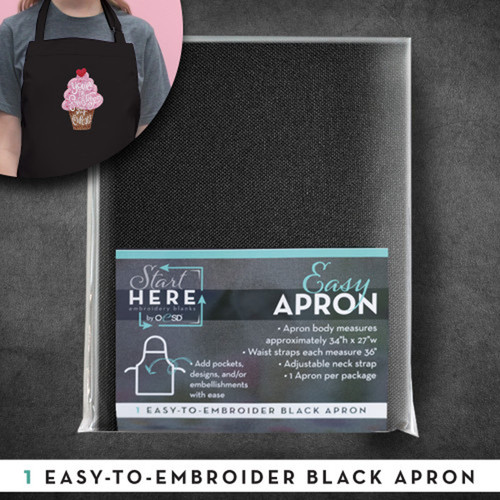 EASY APRON EMBROID BLANK ADULT BLACK