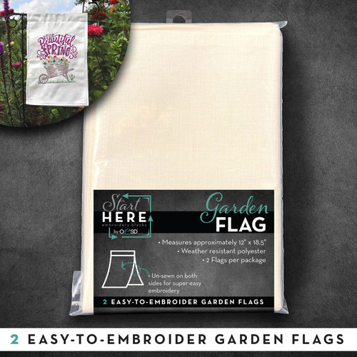 GARDEN FLAG EMB BLANK LINEN 2ct