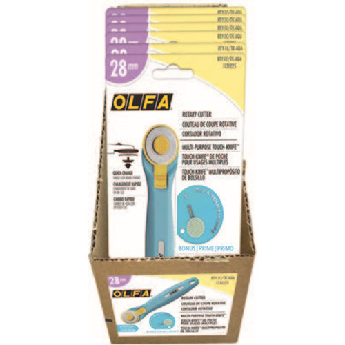 ROTARY CUTTER 28mm & TOUCH KNIFE AQUA PK OF 6 EA