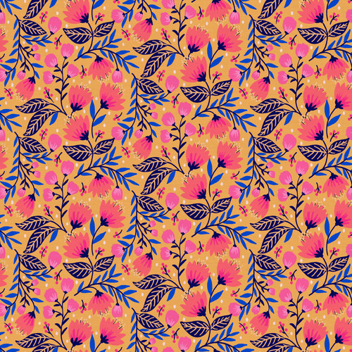 VIBRANT BLOOMS COT 120 22237 GOLD/PINK