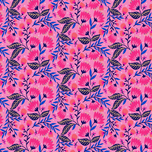 VIBRANT BLOOMS COT 120 22238 PINK/NAVY