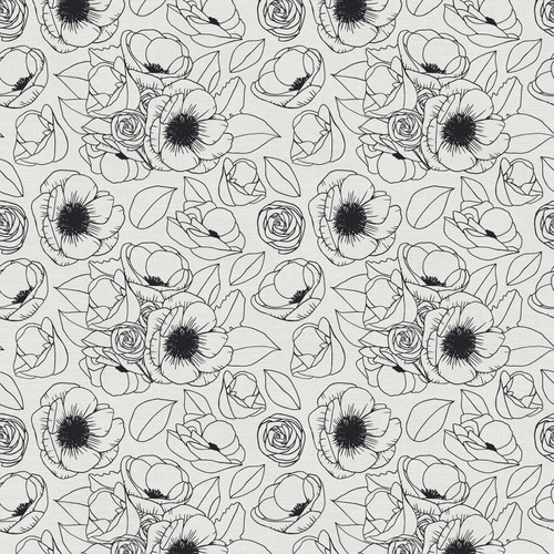 GEO FLORALS COTTON 120 22395 BLACK/WHITE