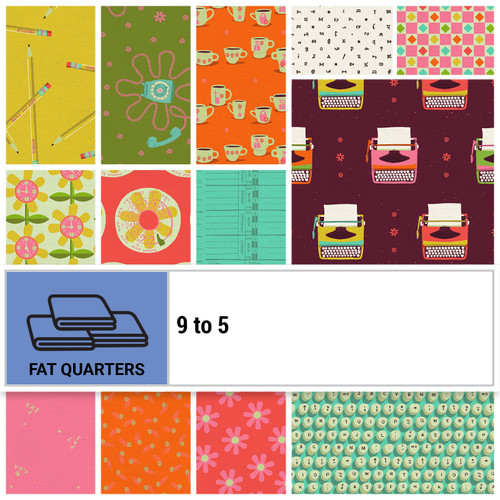 FAT QTR 9 TO 5 COTTON (14) PK OF 5 EA