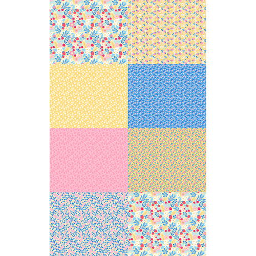FAT QTR BERRIES & BLOSSOMS YELLOW (8) PK OF 5 EA