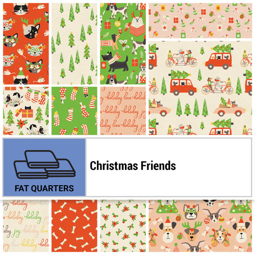 FAT QTR CHRISTMAS FRIENDS (12) PK OF 5 EA